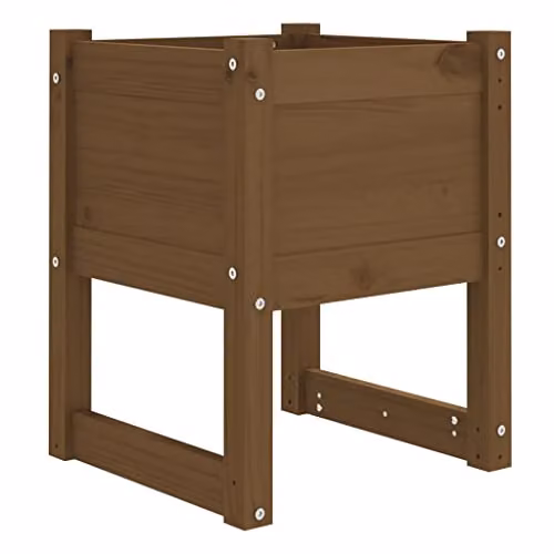 vidaXL Set of 2 Solid Wood Pine Planter Tubs, Brown, W/D/H: 40 x 40 x 52.5 cm – 4