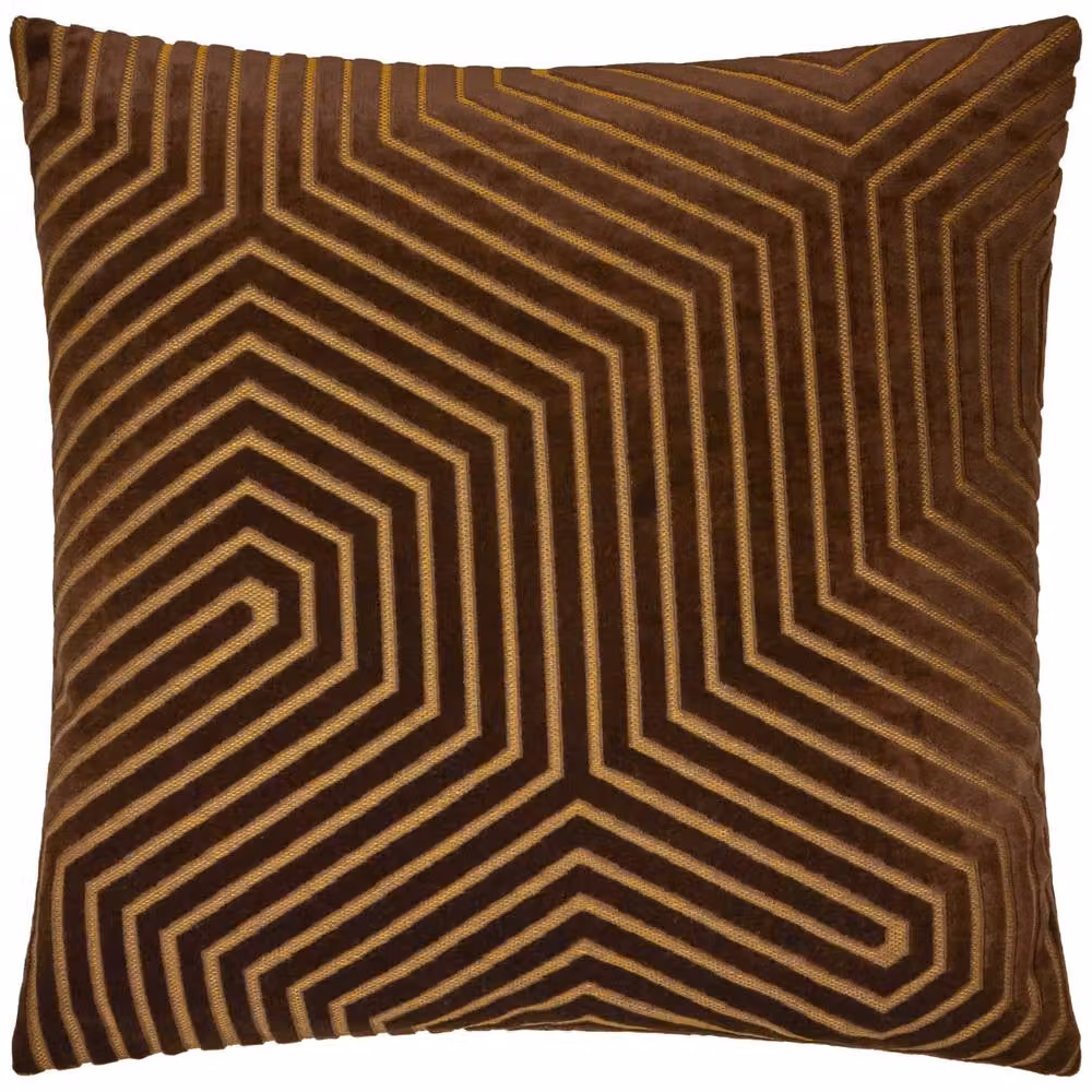 Paoletti Evoke Square Cut Velvet Cushion in Brown, W/D/H: 45 x 45 x 45 cm – 2