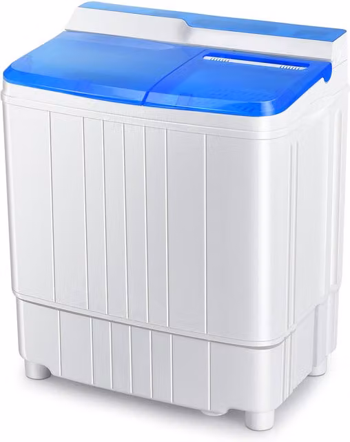 Costway Freestanding Top Loader Twin Tub Clothes Washing Machine in Blue and White