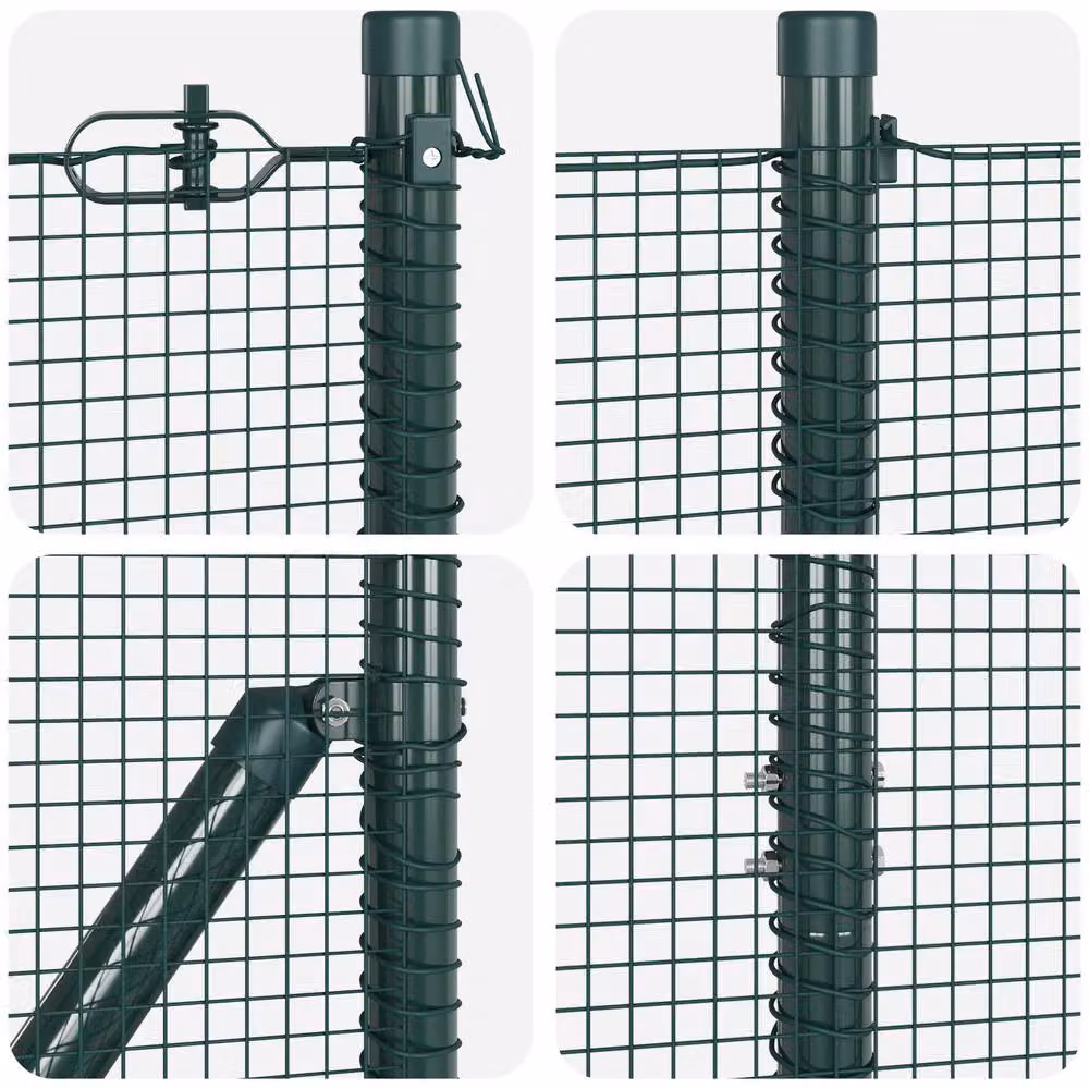 Berkfield Home Green PVC Coated Steel Welded Wire Fence with 13 Round Spike Posts, W: 25 m, H: 1.5 m – 5