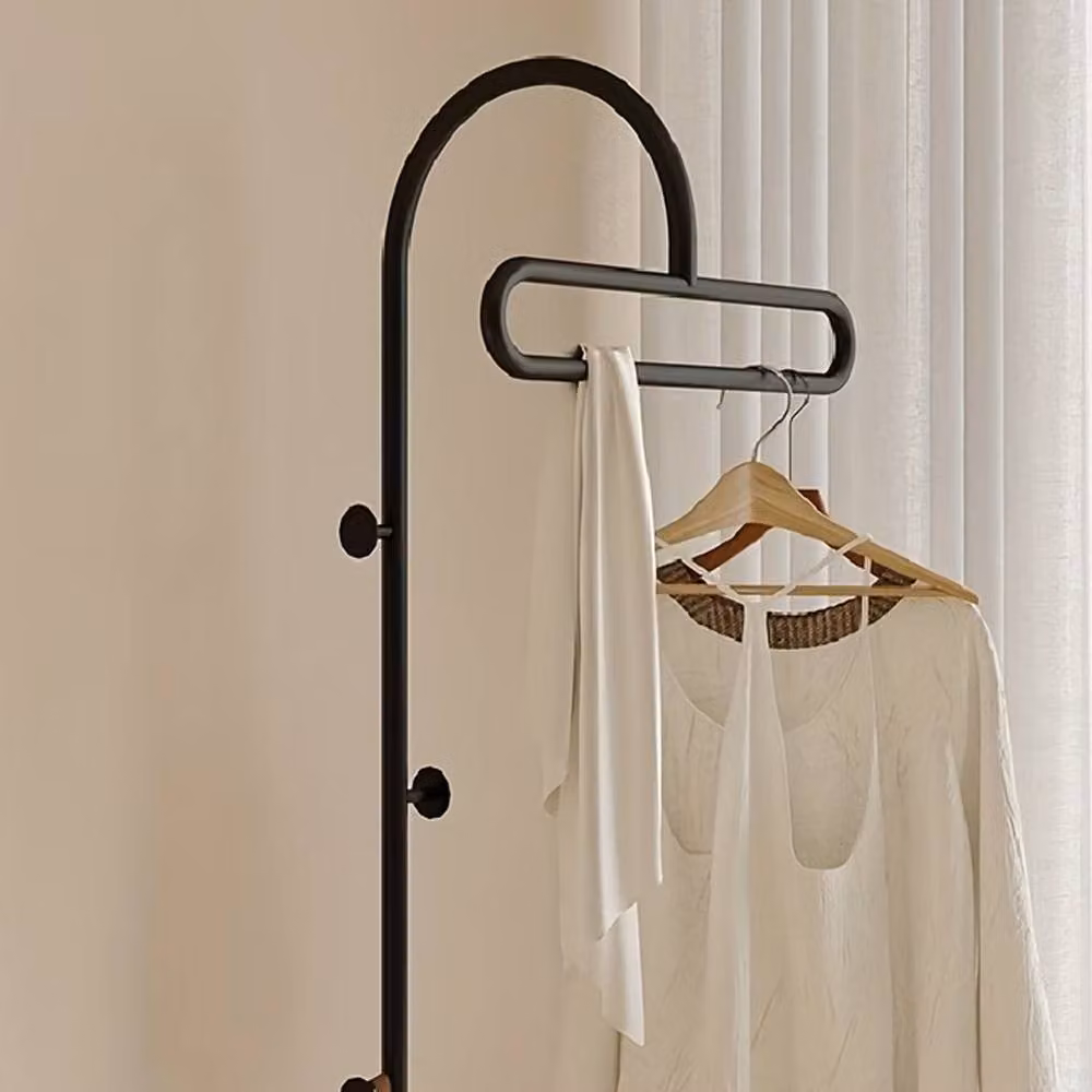 FORGEVIO Black Modern Iron Floor Coat Stand Rack for Entryway and Lounge Storage, Width: 50 cm – 2