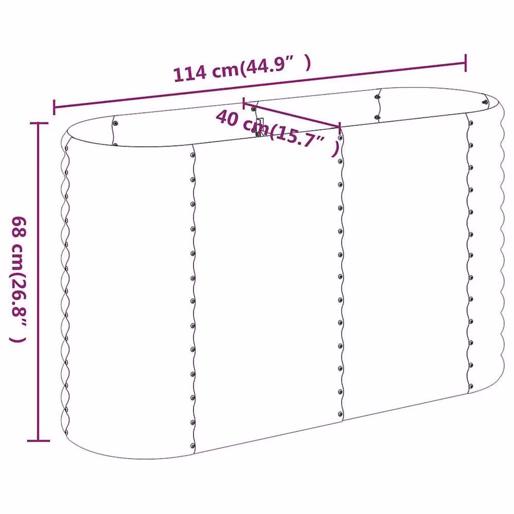 Berkfield Home Garden Grey Powder-coated Steel Raised Bed, W/D/H: 114 x 40 x 68 cm – 3