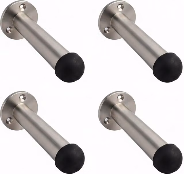 Betley Butterfly Straight Projection Door Stop, 76mm, Satin Chrome, Pack of 4