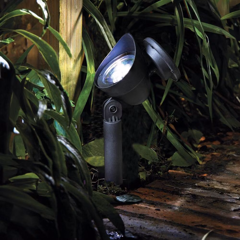 mysmartbuy Pack of 4 Black Solar LED Directional Spotlights with Adjustable Ground Spikes and Dusk Sensor – 2