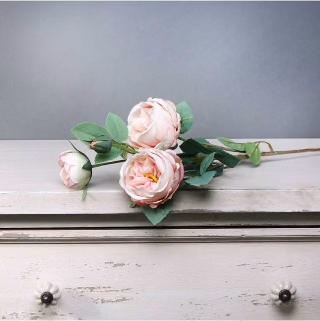 KDMD Tintagel Vintage English Rose Glass Floral Decor in Light Pink, 2 Pack – 1
