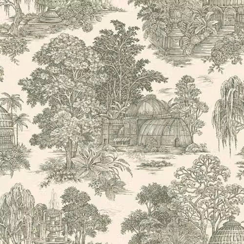 Holden Decor Osterley Vintage Inspired Toile Lush Botanical Wallpaper in Green