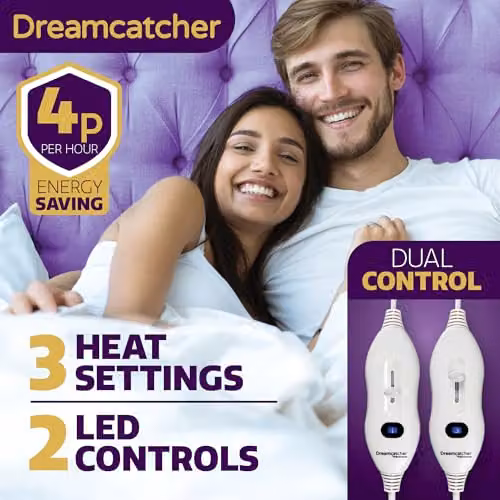 Dreamcatcher Luxury Polyester Double Electric Heated Under Blanket in White, W/D/H: 140 x 200 cm – 4