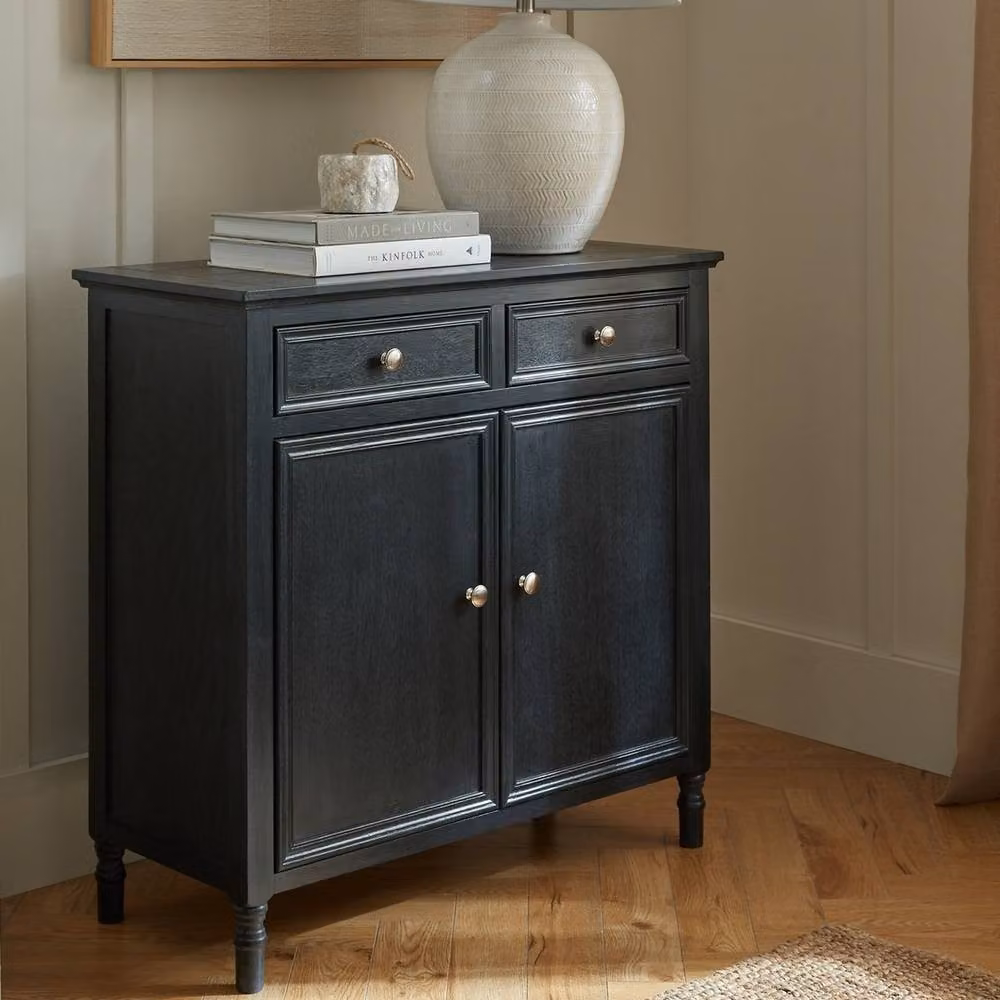 Lemon Pavilion Furniture and Decor Contour Collection 2 Drawer 2 Door Sideboard in Black and Dark Navy, W: 80 cm, D: 35 cm, H: 80 cm – 3