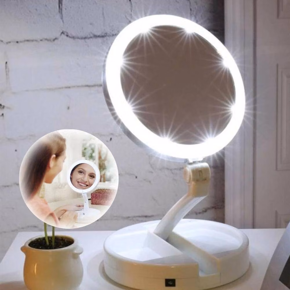 VOGREX 10x Magnifying Double-sided Folding Makeup Mirror in White – 2