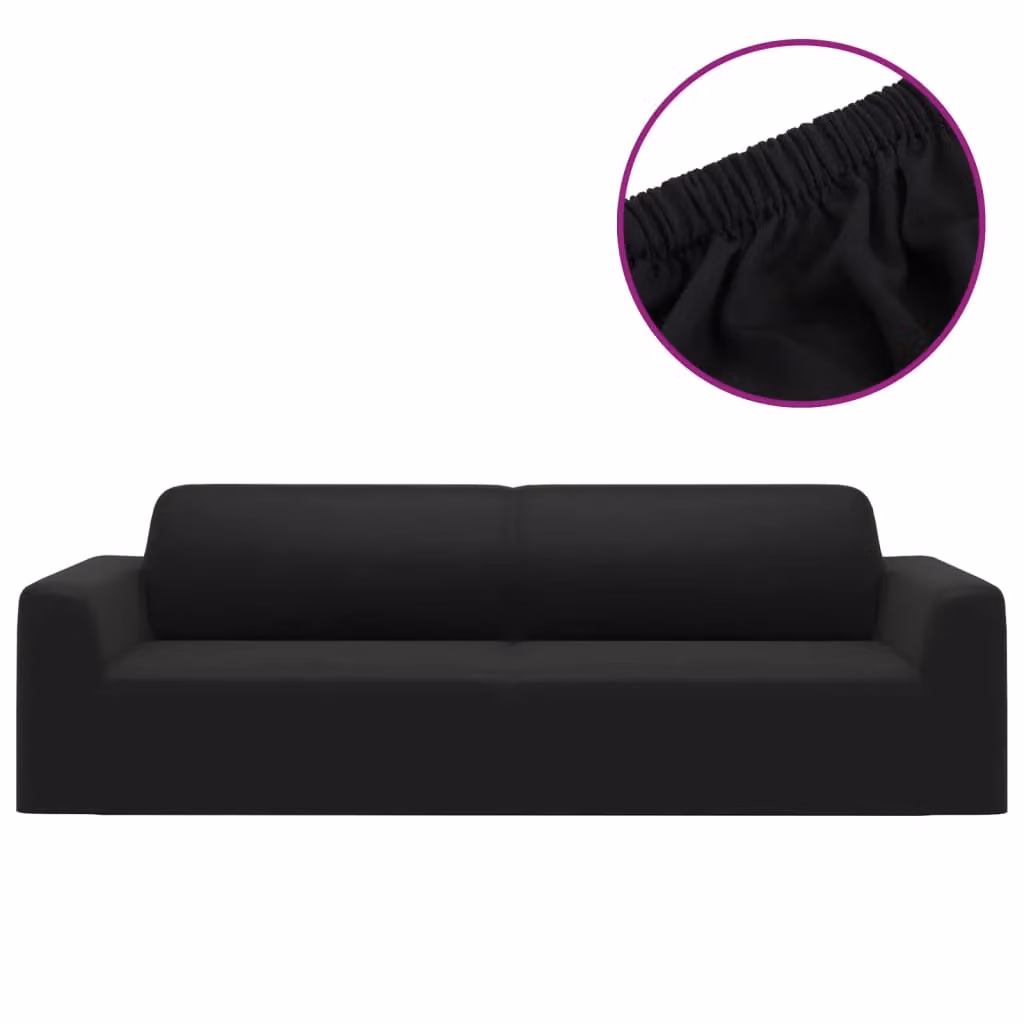 Berkfield Home 3-Seater Stretch Couch Slipcover in Black Polyester Jersey – 2