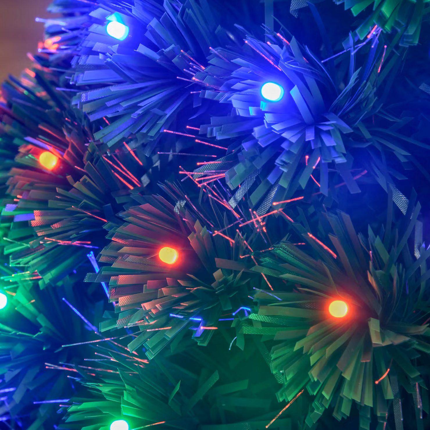 HOMCOM 90 cm Prelit Artificial Christmas Tree with Multicolour Fiber Optics in Green – 9