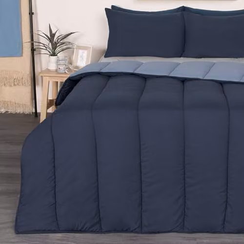 OHS Double Reversible Coverless Duvet and Pillowcase Set, 10.5 TOG, Blue, W/D/H: 200 x 200 cm – 3