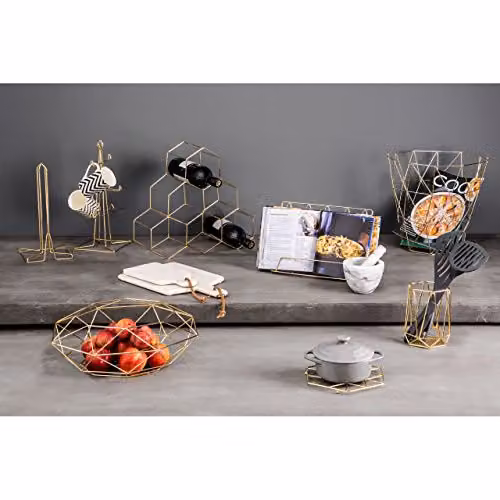 Premier Housewares 6 Bottle Gold Metal Wine Rack, Freestanding – 2