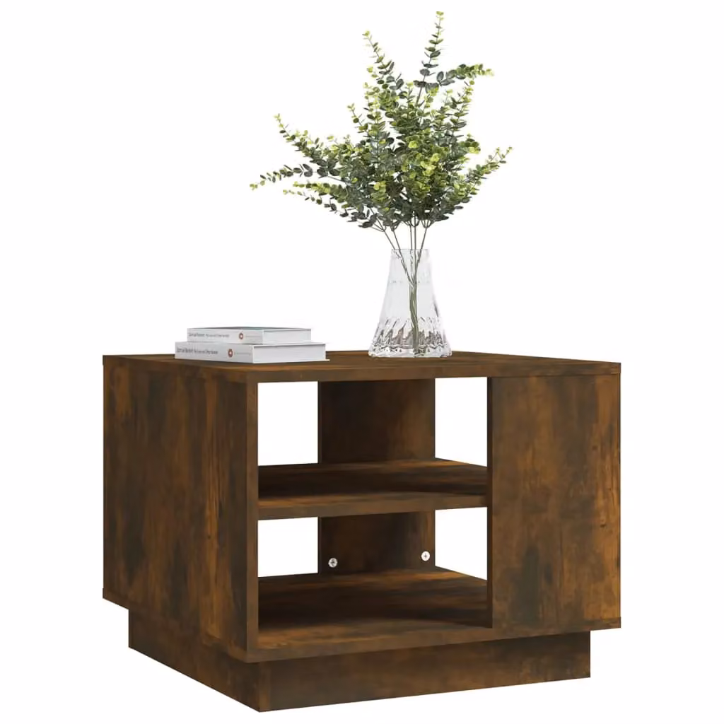Berkfield Home Smoked Oak Coffee Table in Brown, W/D/H: 55 x 55 x 43 cm – 3