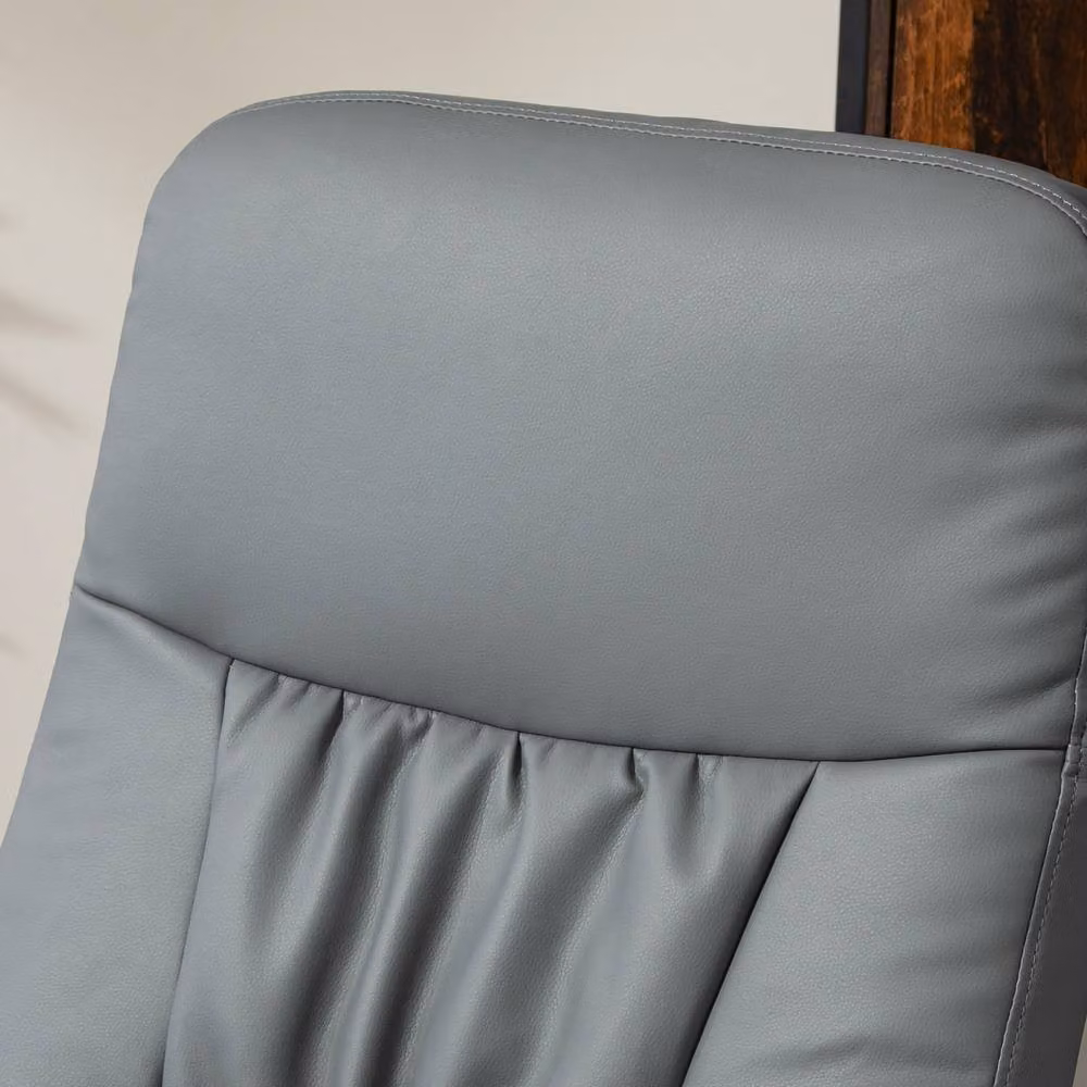 STILVORA Grey Recliner Armchair and Ottoman Set with 360 Degree Swivel Base and Synthetic Leather Upholstery – 5