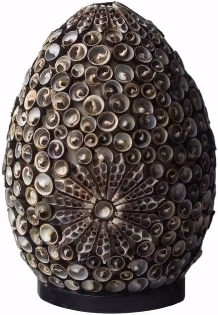 KDMD Boho Seashell Tabletop Lamp in Brown and Black, Oval Design, Height: 20 cm – 1