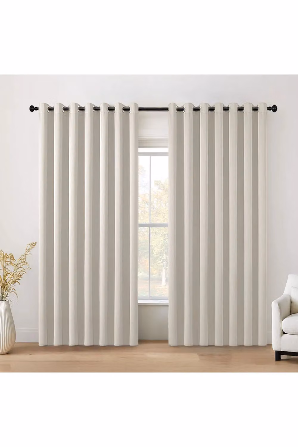 Garden Sanctuary Beige Blackout Curtains with Stainless Steel Eyelets, W: 229 cm, H: 229 cm – 2