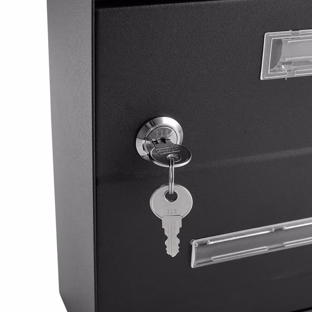 NESTLUNE Lockable Metal Outdoor Letter Post Box, Black, W/D/H: 32.5 x 21.5 cm – 3