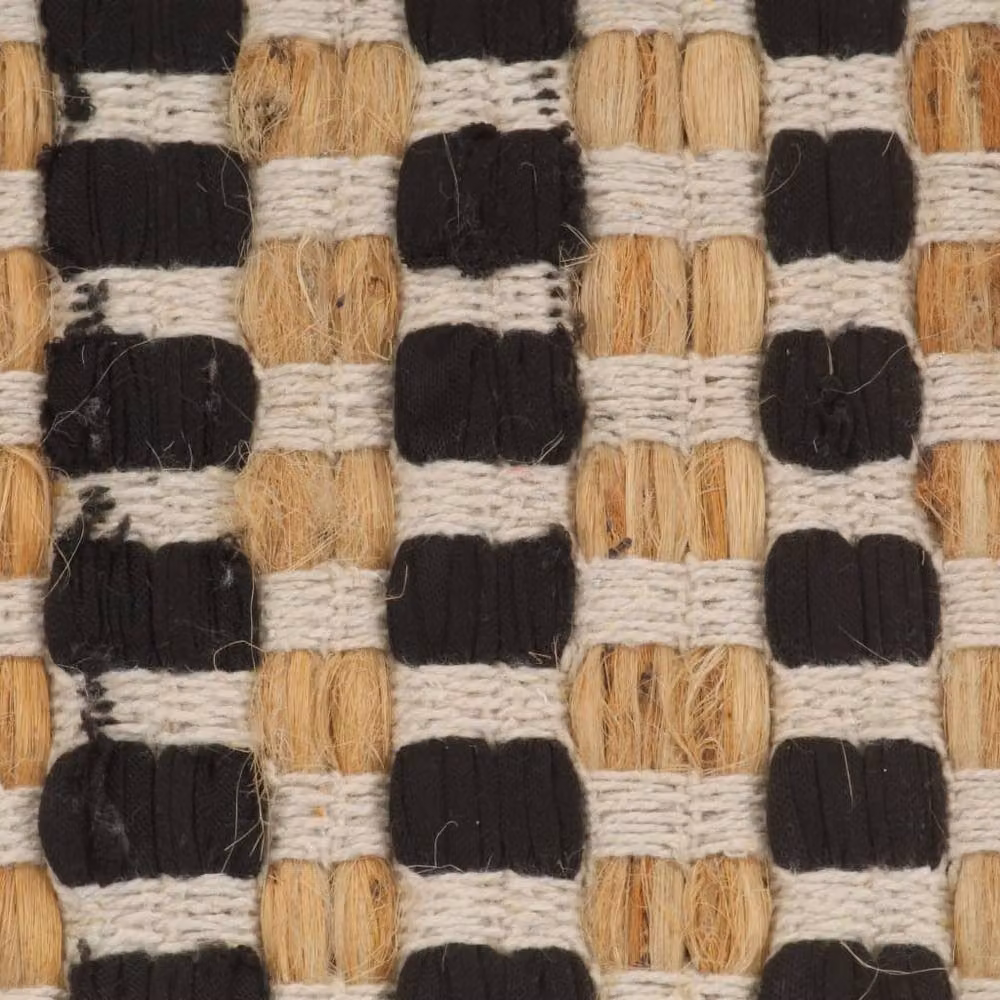 Berkfield Home Hand-Woven Jute and Polyester Bathroom Mat Set in Natural and Black – 5