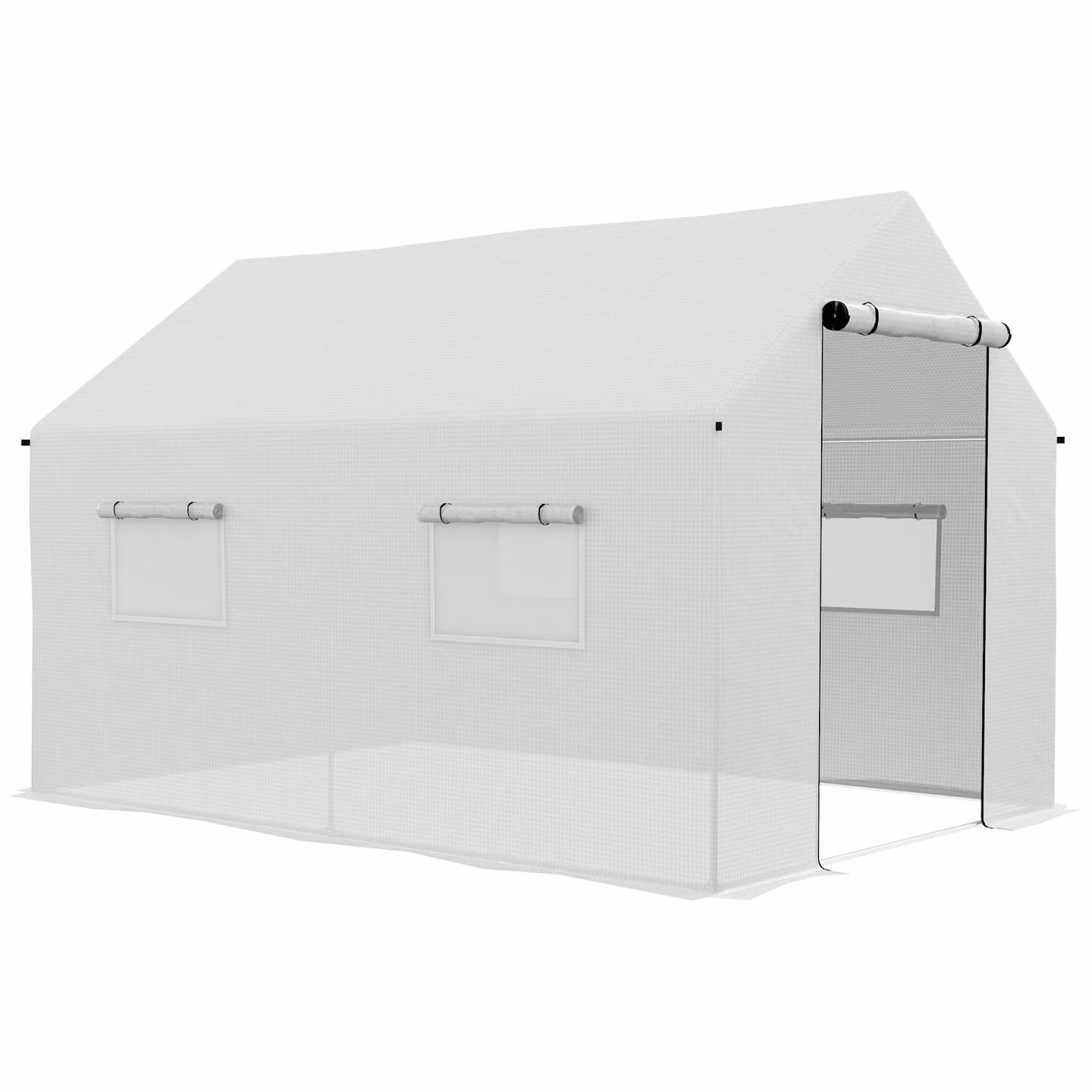 OUTSUNNY White Tunnel Greenhouse with UV-resistant PE Cover and Galvanised Steel Frame, W/D/H: 3 x 2 x 2 m – 2