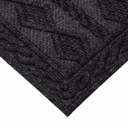 JVL Non-Slip Knit Indoor Doormat with Rubber Backing, Anthracite Grey, W: 45 cm, D: 75 cm – 6