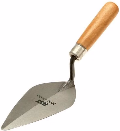 R.S.T. London Pattern Pointing Trowel with Wooden Handle in Silver
