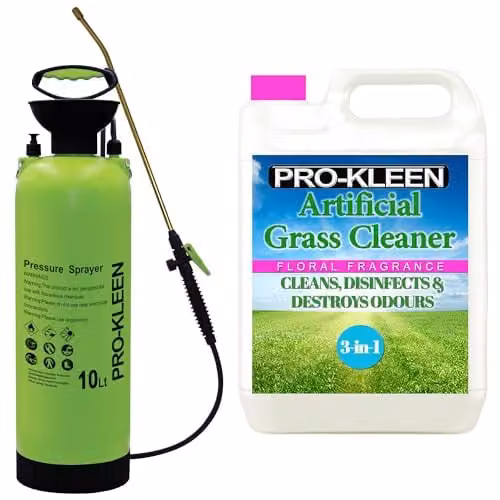 Pro-Kleen Artificial Grass Cleaner and Disinfectant 5L with 10L Manual Pressure Sprayer, Floral Fragrance