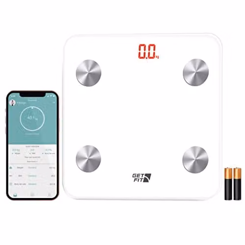 Get Fit Smart Digital Bathroom Scales in White with Bluetooth App Control and LCD Display