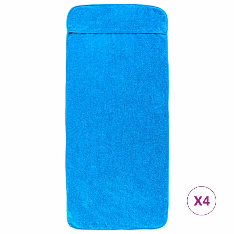 Berkfield Home 4-Piece Turquoise and Black Quick-Drying Fluffy Beach Towel Set, 400 GSM, W: 60 cm, L: 135 cm