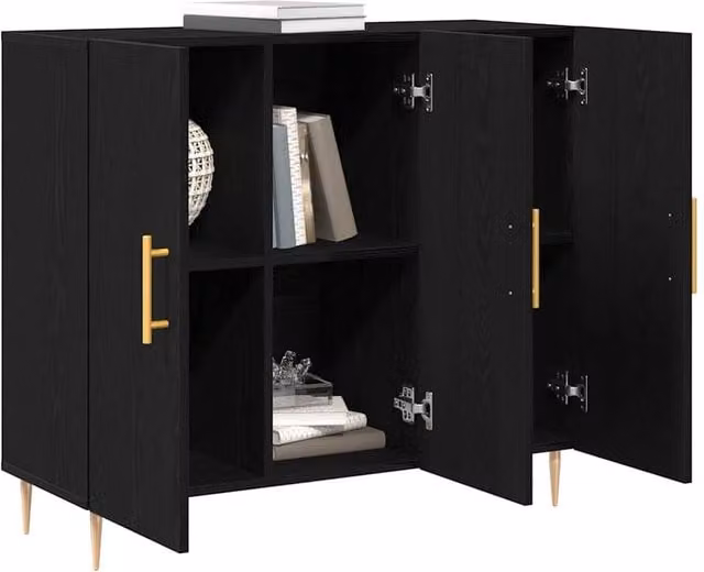 Berkfield Home Modern Black Oak Sideboard, W/D/H: 90 x 34 x 80 cm – 1
