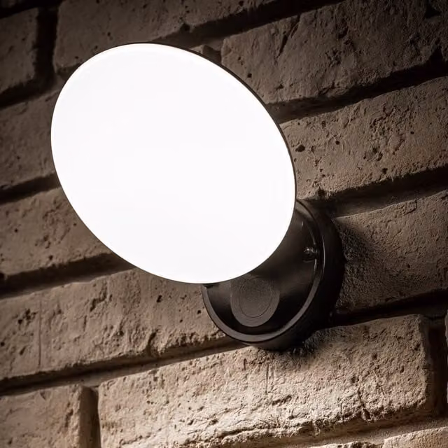 CGC Ezra Slim Round Black LED Outdoor Wall Light