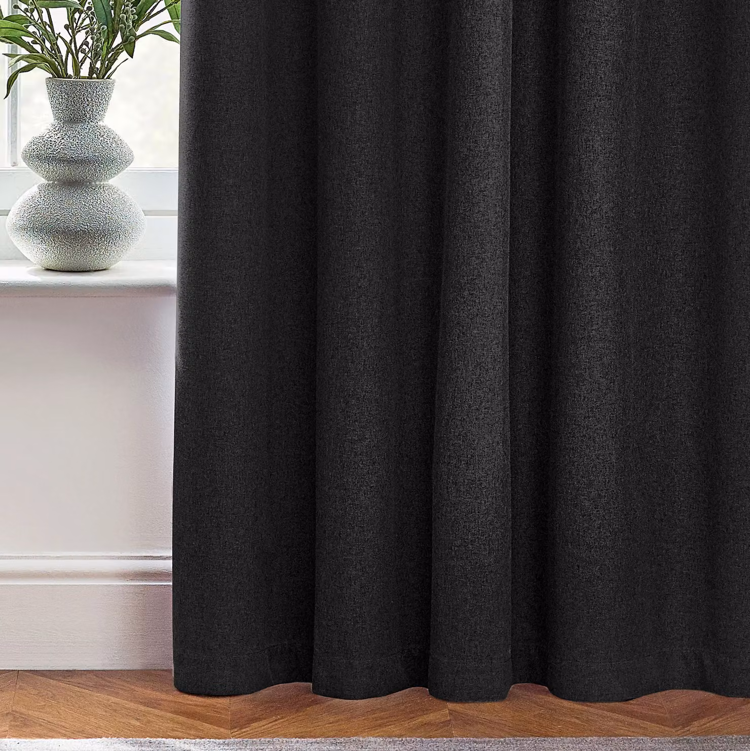 Furn Dawn Blackout Eyelet Curtain Pair in Black, W: 168 cm, H: 137 cm – 4
