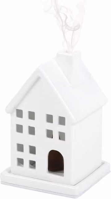 Something Different Ceramic Incense Cone Holder in White, W/D/H: 10.5 x 6.5 x 6.5 cm