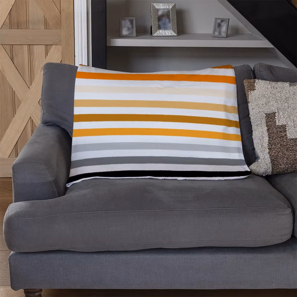 Benjamin Tate Design Striped Fleece Blanket in Orange, W/D/H: 120 x 150 cm – 3