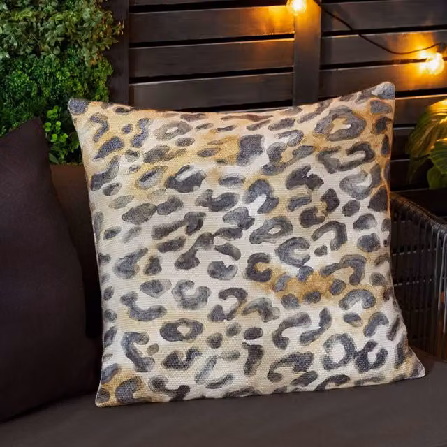 Paoletti Leopardis Leopard Woven Square Outdoor Cushion, Multicolour, W/D/H: 59 x 59 x 1 cm – 4
