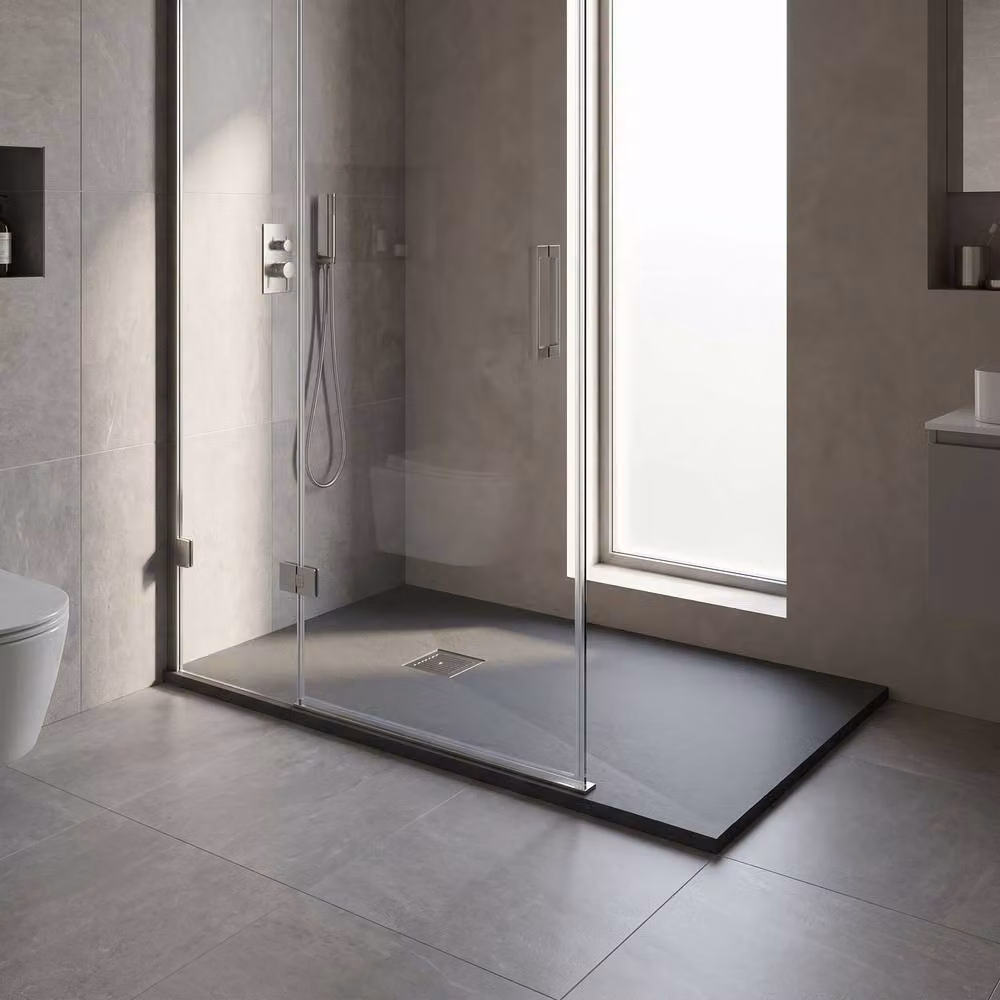 Balterley Slimline Rectangular Mineral Cast Shower Tray, Slate Grey, W: 140 cm, D: 90 cm – 4