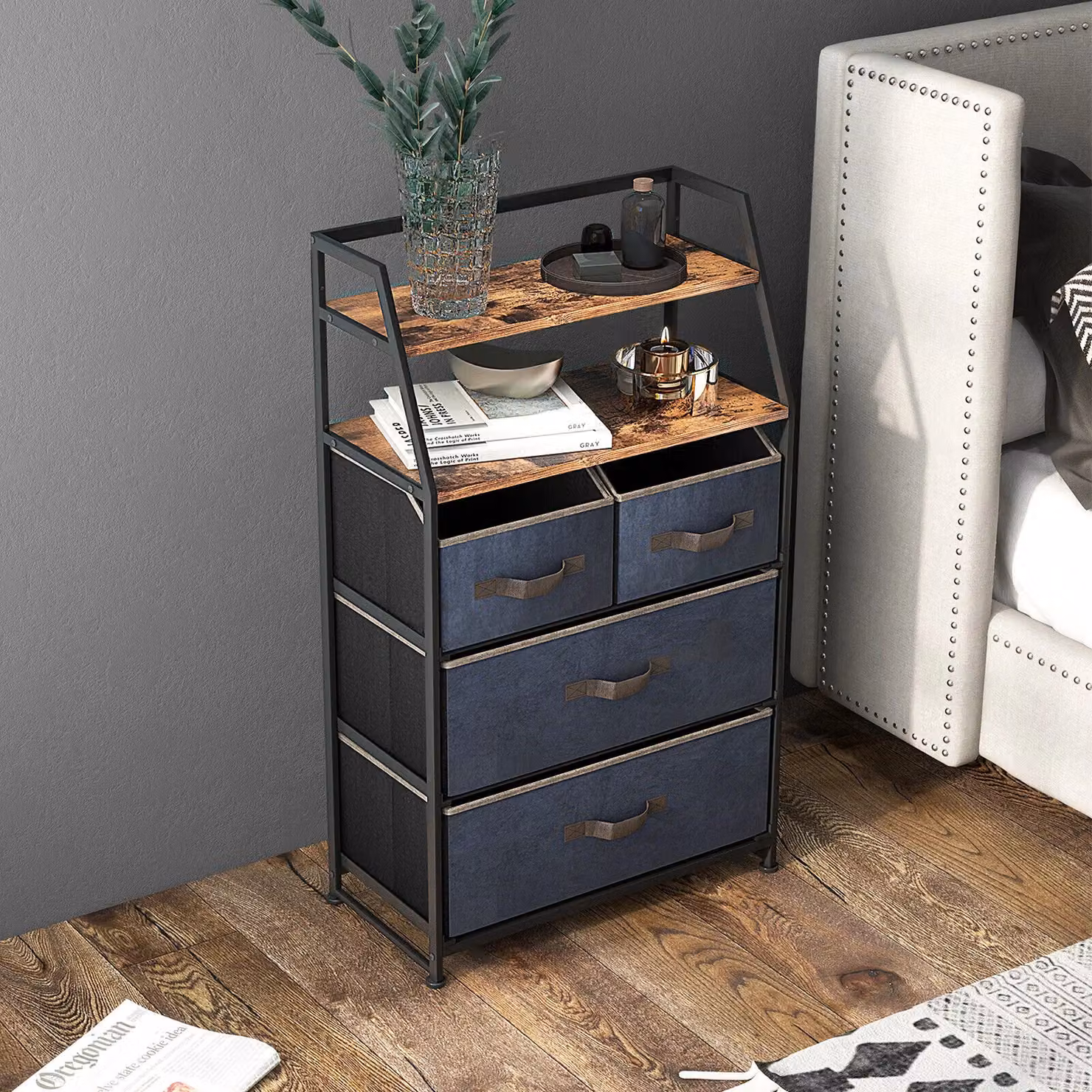 Costway Brown Industrial Freestanding Chest of Drawers and Bedroom Storage Cabinet – 3