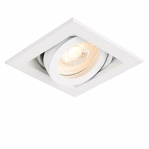 Netlighting Xeno Square LED Recessed Downlight, Matt White, IP20, Dimmable and Adjustable, GU10