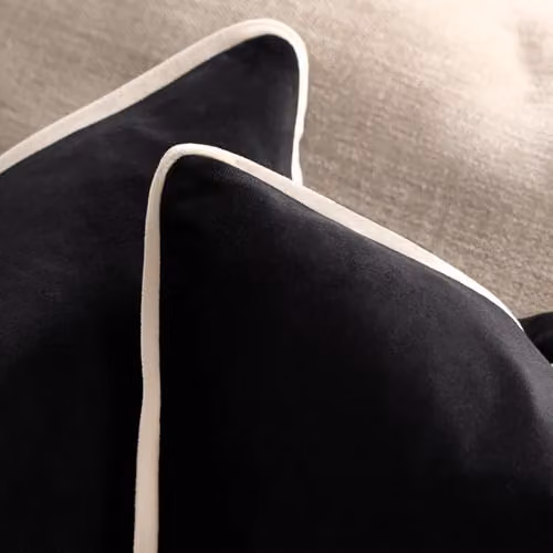 OHS 4 Pack Matte Velvet Piped Edge Cushion Covers in Black and Grey, W/D/H: 45 x 45 x 45 cm – 3