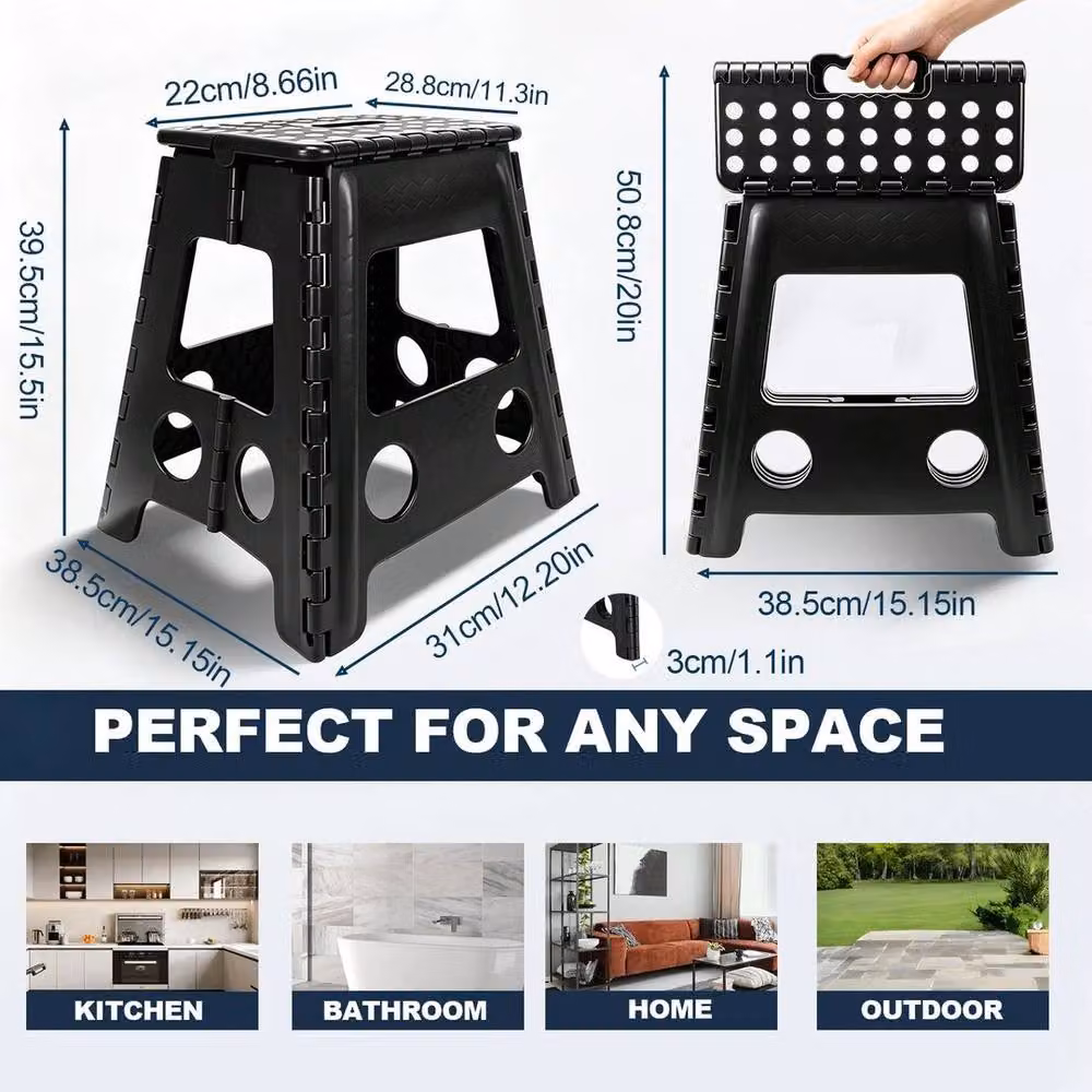EONLION KitchenSteps Folding Step Stool, Anti-Slip Collapsible Plastic Stool in Matt Black – 2