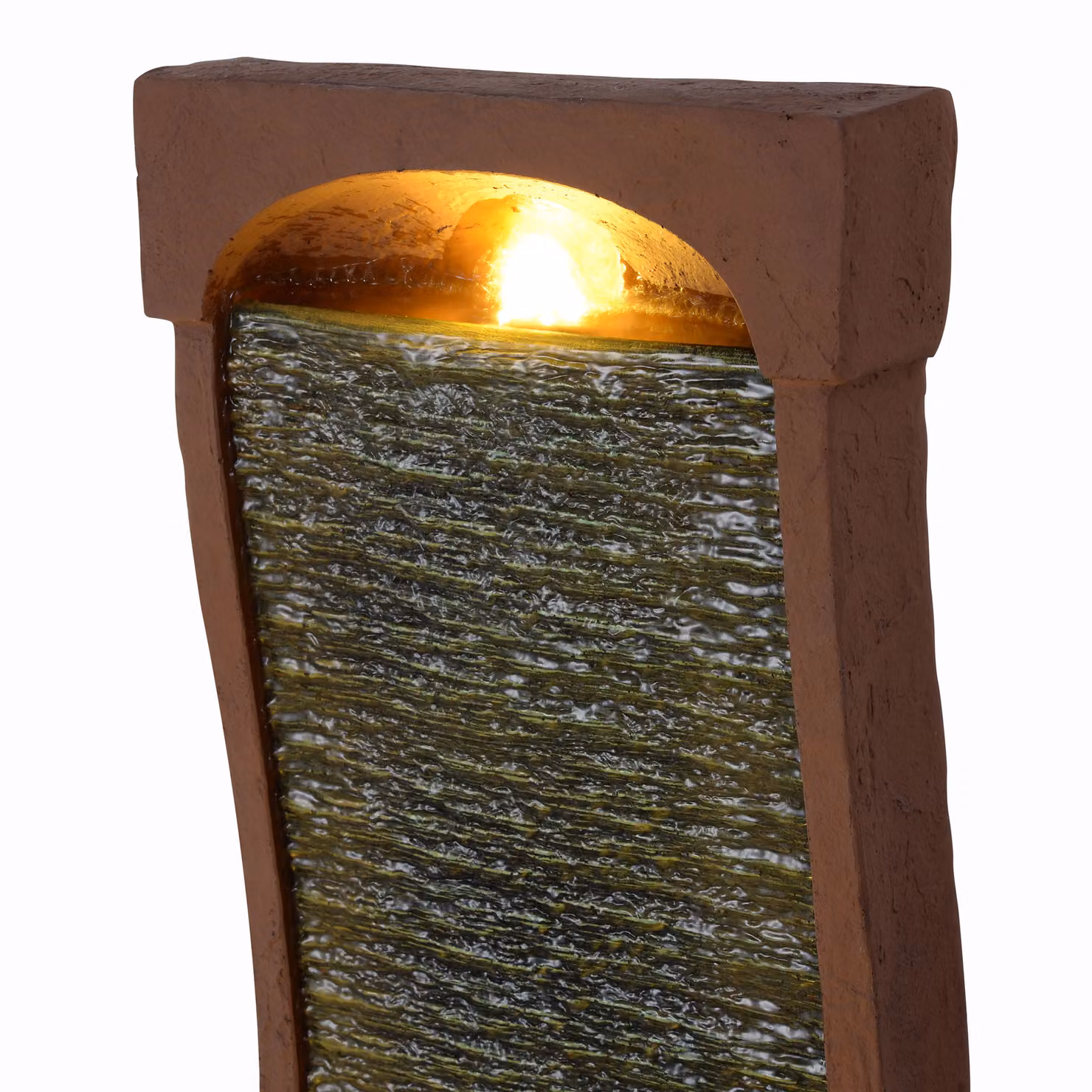 Teamson Home Red Rock Outdoor Curved Water Feature with LED Lights and Cascade Effect – 4