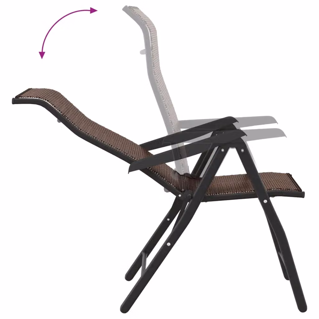 Berkfield Home Set of 2 Folding Garden Chairs in Brown Poly Rattan – 5