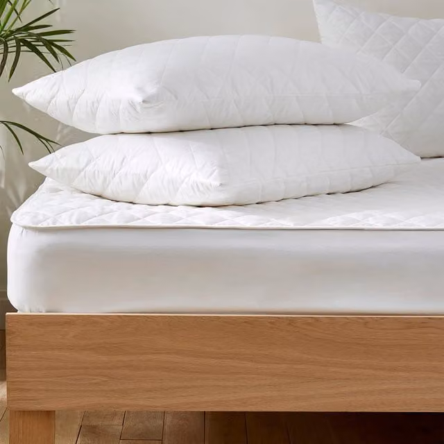 Martex Naturals White Cotton Quilted Mattress and Pillow Protector Set, W/D/H: 90 x 190 cm