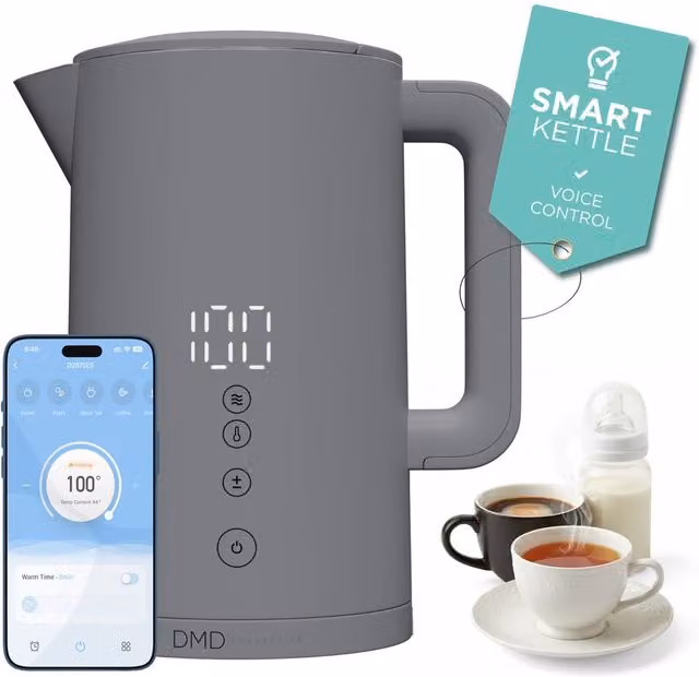 DMD Collective 1.5L Smart Kettle with Wi-Fi, App and Voice Control, Touchscreen and Keep Warm Function, 2200W, Grey – 1