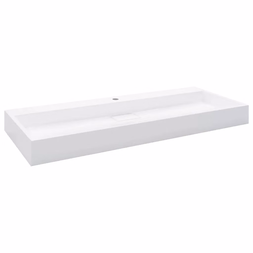 Berkfield Home White Mineral Cast Rectangular Wall Hung Wash Basin W/D/H: 120 x 46 x 11 cm – 2