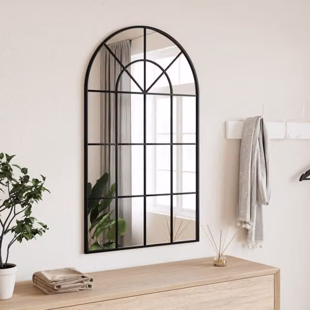 Berkfield Home Arch Wall Mirror in Black, W: 60 cm, H: 100 cm