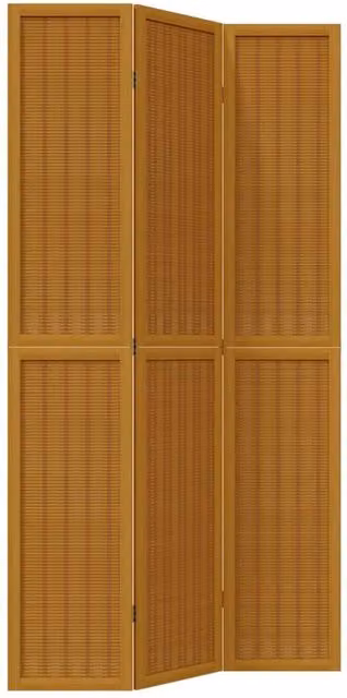 Berkfield Home 3-Panel Room Divider in Brown Solid Paulownia Wood