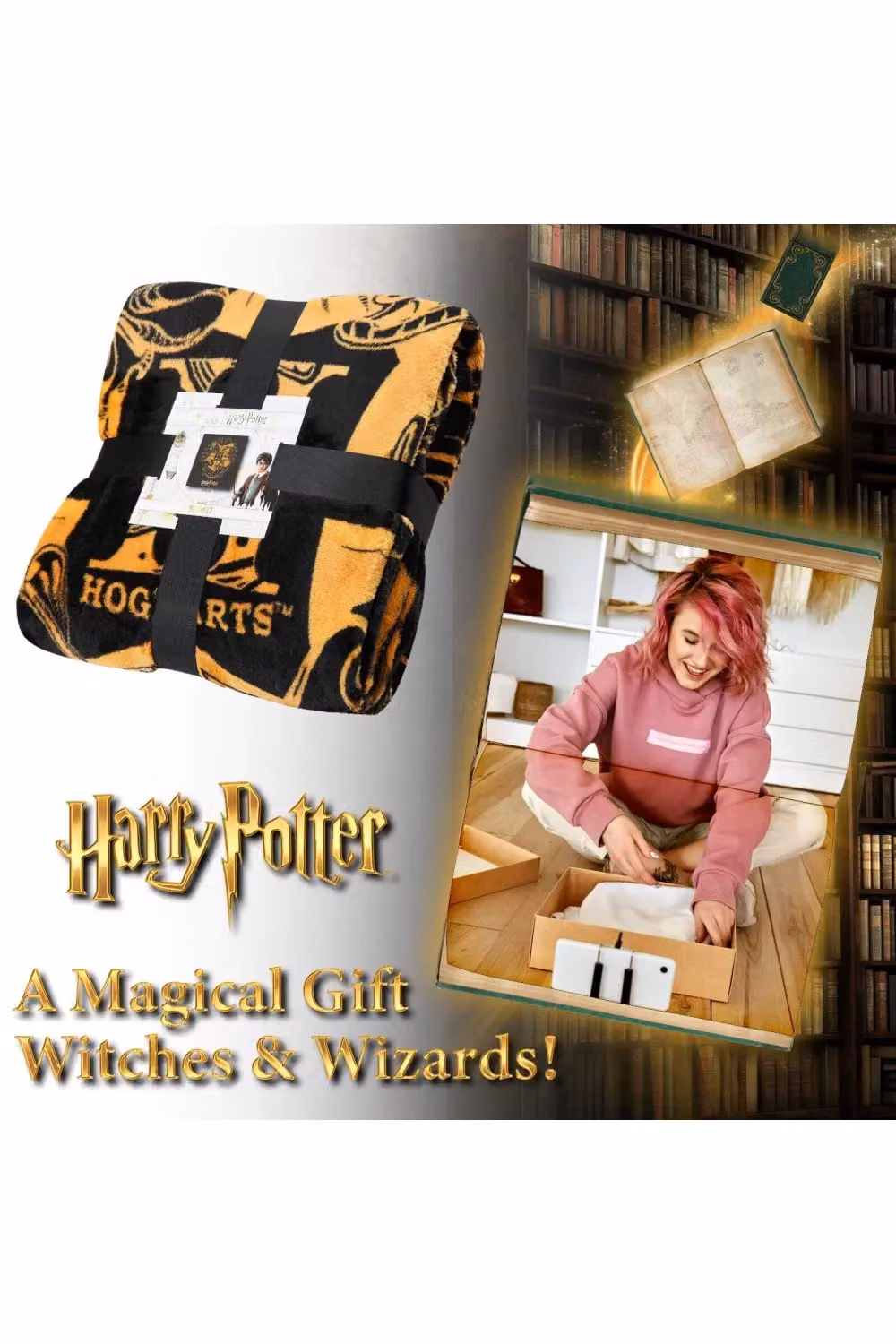 United Essentials Harry Potter Fleece Throw Blanket, Multicolour, W/D: 150 x 130 cm – 4