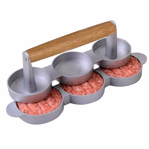 Premier Housewares From Scratch Non-Stick Triple Mini Hamburger Press in Brown