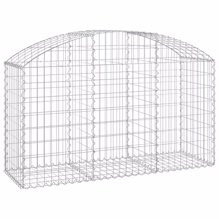 Berkfield Home Arched Gabion Basket in Silver Galvanised Steel, W: 150 cm, D: 50 cm, H: 80-100 cm